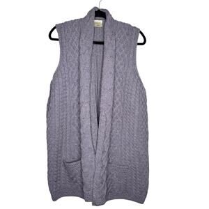 KILRONAN / lavender purple chunky cable knit 100% wool cardigan sweater / XL